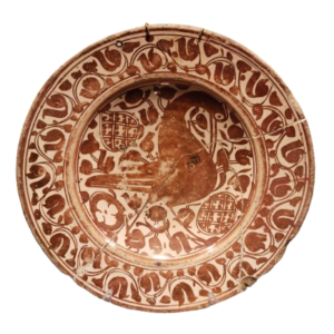 Plato de reflejo metálico. Muel, siglo XVII